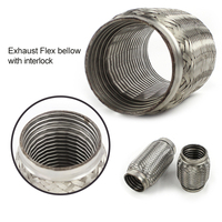 Pipa Fleksibel Knalpot Interlock Kekuatan Tinggi dengan Jaring Kawat Luar Tipe Interlock, Bellow Fleksibel Knalpot 3.5in, Pipa Fleksibel Kustom
