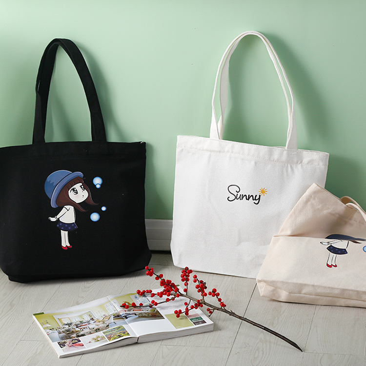 Custom Logo Printed Cotton Cloth Ladies fashion Shopping Bag Canvas Tote Bags