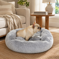 Coussin de couchage carré long et moelleux pour animaux de compagnie, avec rebord surélevé, apaisant pour chiens et chats, multicolores, lavable et antidérapant