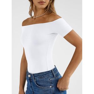 Haut court à épaules dénudées pour femme, manches courtes, tricoté, style Y2K, décontracté, à porter au quotidien, blanc - Product Image 3