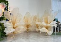 Fleur géante artisanale en organza dégradé, toile de fond artistique en tissu de soie pour mariage, vitrine et décoration événementielle