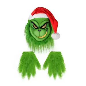 Christmas mask and green gloves are used for christmas masquerade mask and kids party face mask to play