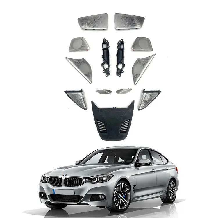 Untuk BMW 5 Series F10 2010-2017 baja keperakan Speaker Audio Panel penutup Trim (Untuk: BMW)