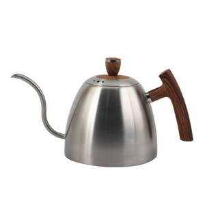 Bouilloire à café en acier inoxydable de qualité supérieure - 1L, pour café filtre, avec poignée ergonomique en bois - Product Image 1