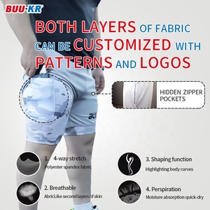 Buker rojo sin costuras Butt Gym Fitness <span class=keywords><strong>Shorts</strong></span> Voor Heren Street pantalones cortos de entrenamiento de alto rendimiento con forro hombres cintura elástica - Product Image 2