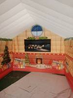 Cabane de Noël gonflable, abri d'hiver gonflable avec toit enneigé, décoration gonflable pour fête de Noël en extérieur