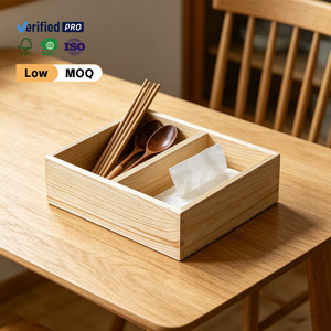 Caja de Almacenamiento Rectangular de Madera con Doble Compartimento, Adecuada para Guardar Diversos Artículos Pequeños en Hogares y Hoteles - Product Image 1