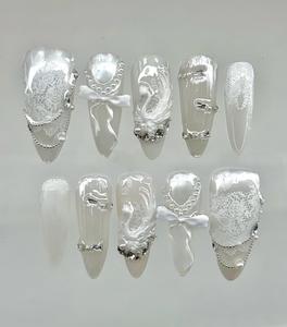 <span class=keywords><strong>Uñas</strong></span> Postizas Acrílicas Hechas a Mano, Colores Deslumbrantes, Diseño Personalizado, Forma <span class=keywords><strong>de</strong></span> Pico <span class=keywords><strong>de</strong></span> Pato, Almendradas, Puntas Largas Cuadradas para Dedos - Product Image 2