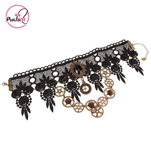Collier gothique steampunk, collier ras du cou vintage, faux collier de style européen et américain, fabricant de colliers en cuir coniques punk gothiques. - Product Image 1