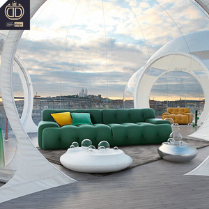 Grand canapé 3 places contemporain en tissu élastique respirant, vert foncé - Product Image 1