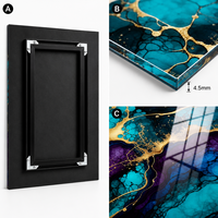 Art mural en acrylique de 4,5 mm, 40x50 cm, avec cadre arrière en aluminium, art abstrait fluide moderne pour la décoration de maisons et d'hôtels de luxe