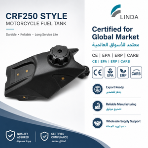 מיכל דלק לאופנוע CRF250, 7 ליטר, מיכל דלק לאופנוע שטח, תחליף מפלסטיק HDPE, שחור לבן, לרכיבה בשטח מדברי, אספקת מפעל - Product Image 5