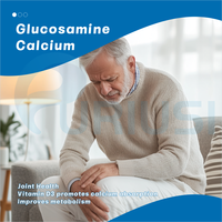 Capsules de glucosamine et de calcium, complément nutritionnel pour la santé des articulations, absorption du calcium, adapté aux personnes d'âge moyen et âgées