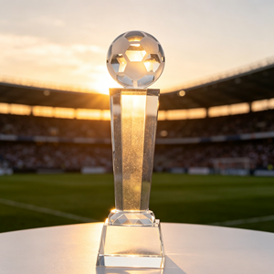 Trophée de football en cristal noble, conique, cannelé, à double couche, avec socle transparent, gravé sur mesure, pour la récompense <span class=keywords><strong>des</strong></span> vainqueurs de la ligue de football jeunesse - Product Image 5