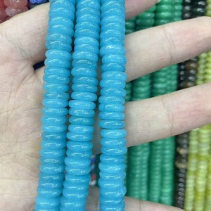 Perles en pierre d'agate cristalline lisses, motif bleu naturel, forme rondelle, pour la fabrication de colliers et bijoux DIY, fil de pierres précieuses, perles 3x10mm - Product Image 6