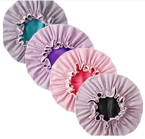 Women Waterproof Satin Lined Shower Cap Extra Big Sleep Bonnet