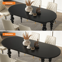 Ensemble de tables à manger ovales extensibles NOVA Black Mid Century pour 4 à 8 personnes, en bois massif, pliantes, pour hôtel.