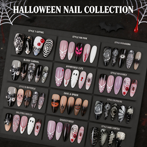 Collection de faux ongles Halloween à presser, assortiment gothique effrayant, réutilisables et détachables, pour fêtes, vente en gros - Product Image 1