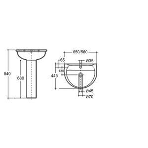 Lavabo Moderno Kaila 56cm in Pietra Naturale (Marmo Granito) per Bagno, Lavandino Ovale per Lavaggio Mani e Decorazione per Hotel - Product Image 2