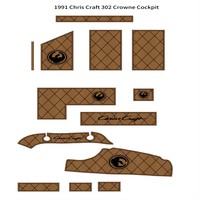 Tapis de pont en mousse EVA imitation teck pour bateau Chris Craft 302 Crowne Cockpit 1991, style SeaDek MarineMat Gatorstep, auto-adhésif