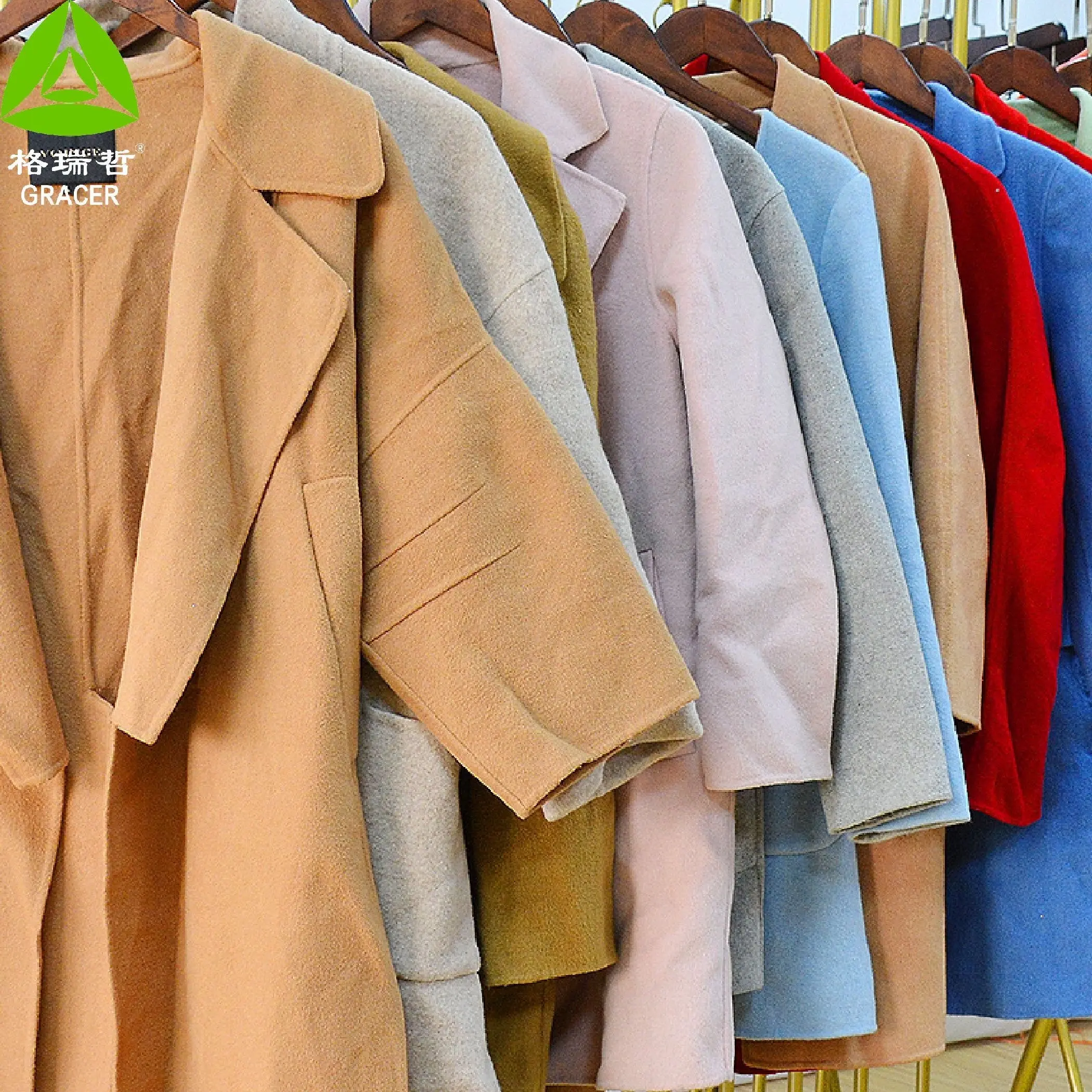 Used Brand Clothes For Woman Long Worsted Coat Second Hand Wool Clothes