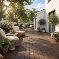 Dalles de terrasse durables en PVC carrées de 24 mm d'épaisseur, 141 mm de largeur, imperméables pour jardin, terrasse extérieure, projets de paysagisme
