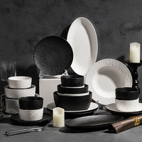 Ensemble de bols, assiettes et cuillères pour la maison 2025, assiettes en céramique émaillée, style américain, luxe léger, design rétro, résistant au four à micro-ondes