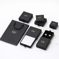 Boîte à bijoux haut de gamme avec tiroir rigide, insert en velours, estampage à chaud, logo personnalisé OEM pour l'emballage de bijoux de marque