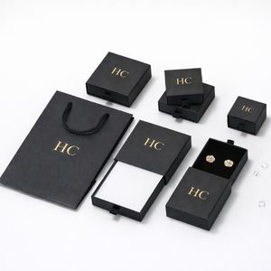 Premium Jewelry Set Box Rigid Drawer Jewelry Storage Box Velvet Insert Foil Stamping Custom Logo OEM for Brand Jewelry Packaging - Product Image 1