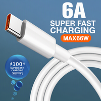 Câble de charge rapide USB-A vers Type-C 6A 66W, cordon de super charge à courant élevé pour téléphone portable, 5 points de description