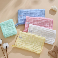 Cotton Muslin Baby Towel Small Six-Layer Solid Color Edge Wrapping Burp Cloth Infant Face Towel Baby Drool Bib