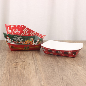 Bandeja de barco de papel desechable biodegradable ecológica de alta calidad con logotipo impreso personalizado cajas rígidas de alimentos recubiertas de Kraft al por mayor - Product Image 2