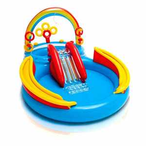 <span class=keywords><strong>INTEX</strong></span> 57453 Île de jeu gonflable Arc-en-ciel avec <span class=keywords><strong>toboggan</strong></span> aquatique, résistante aux UV, durable, <span class=keywords><strong>piscine</strong></span> 2,97m x 1,93m x 1,35m - Product Image 1