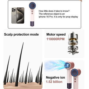 Secador de Pelo Profesional de Salón con Iones Negativos, Motor BLDC Silencioso, Alta Velocidad, Potente, Secado Rápido, Multifunción - Product Image 3