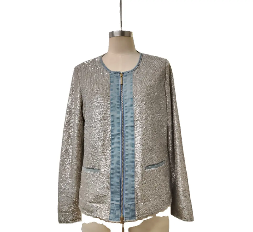 Sequined Sequin Women Fashion Elegant Style Sequined Evening Jacket Casual Fit Metal Sequin