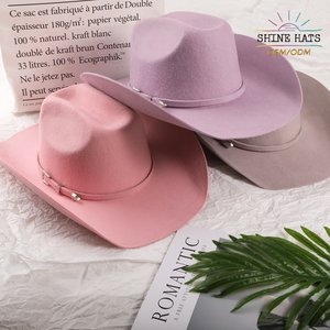 หมวกคาวบอยเฟโดราสีแดงน้ำเงินหลากสีสัน ปี 2026 Shinehats OEM สำหรับผู้หญิง ผลิตจากผ้าขนสัตว์สั่งทำพิเศษ สไตล์ตะวันตก - Product Image 6
