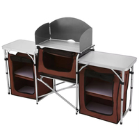 Haute qualité multi-usages en aluminium pliable pliant Portable Camping cuisinier gril pique-nique Table de cuisine avec conteneur de stockage
