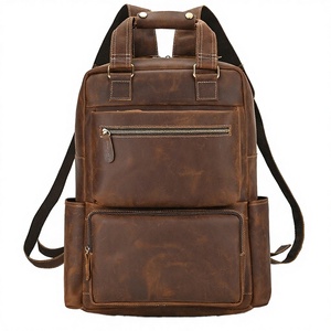 <b>Large</b> Capacity 20-35L Vintage Genuine <b>Leather</b> Business <b>Backpack</b> Zipper Fashionable Anti-Theft Multi-Functional Travel - Product Image 2