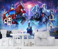 Transformers Optimus Prime Mural 3D Robot Sci-Fi Décoration Murale en Papier Haute Définition Écologique Imperméable pour Chambre d'Enfant et Salle de Jeux