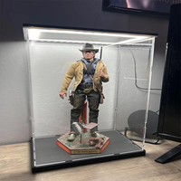 Vitrine en acrylique pour objets de collection avec éclairage LED, alternative à la boîte de présentation LEGO avec base noire, vitrine de rangement pour figurines