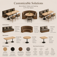 Ensemble de mobilier de restaurant commercial : banquette en forme de C avec coussin en velours, table ronde sur piétement et chaises – Vente en gros