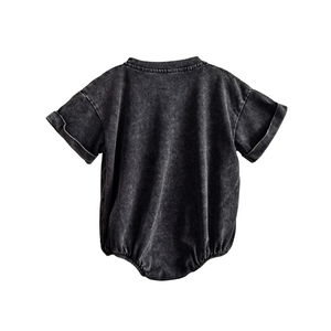 Unisex Acid Wash Strick Baumwolle Stram pler Niedlich Sommer Casual Style Säugling Vintage Bubble Kleid für Jungen Mädchen Button Closure ODM - Product Image 4