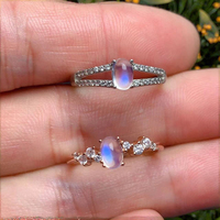 Bagues pour femmes en argent Sterling 925 nouveau Design minimaliste Knuckle lueur dans l'obscurité Cool naturel clair de lune ovale diamant pour mariage