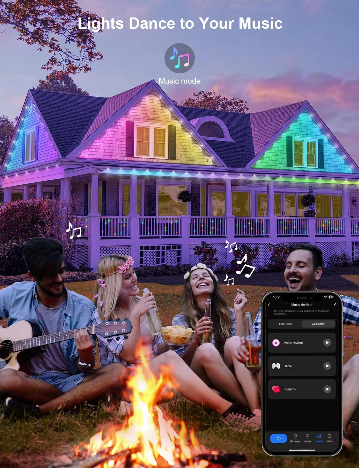 High DC24V Outdoor Led Point Pixel Light APP Control RGB Christmas Atmosphere Decorative Eaves Lighting