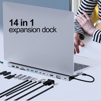 Hub USB 14 en 1 de Alta Calidad, Estación de Acoplamiento y Hub USB Tipo C 3.0 Multipuerto, Adaptador Compatible con VGA y PD para Laptop