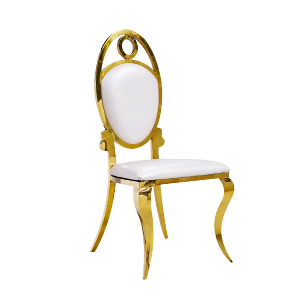 Yüksek kalite yüksek geri altın Oval arkalık Premium düğün olay yemek sandalyesi