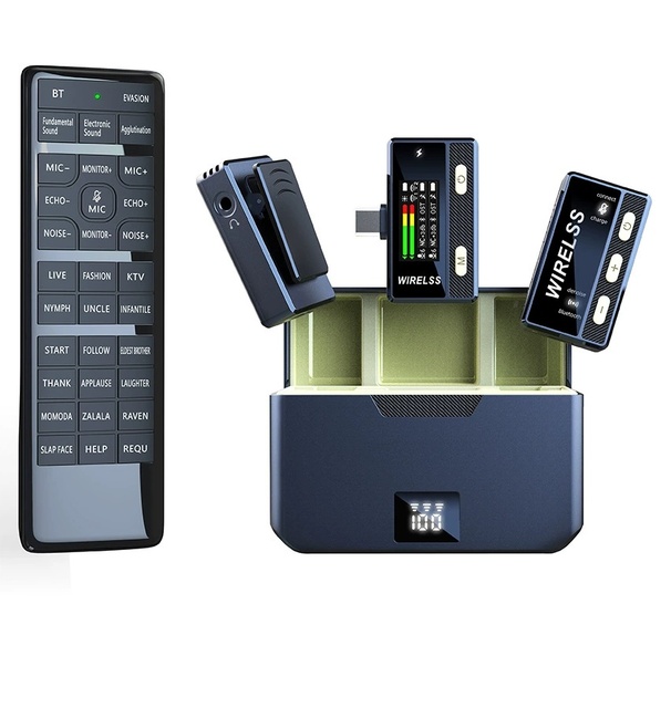 New Model 1-Transmitter-to-2-Receivers SX66 Wireless HD Microphone - Noise-Free Lavalier Mic for Live Streaming