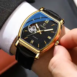  Chenxi 8815 évider carré hommes Relogio automatique classique mécanique montres bracelet de montre en cuir
