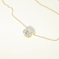 Colgante Minimalista de Diamante Ovalado Cultivado en Laboratorio con Engaste de Garras en Oro Sólido de 10K, 14K, 18K, Colgante Solitario de Diamante, Regalo Nupcial