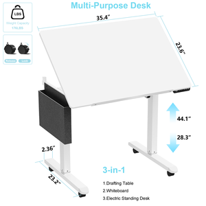 3-in-1 Multi-Purpose Desk, Electric Standing Desk,Drafting <strong>Table</strong>, Dry-Erase Whiteboard - Product Image 5